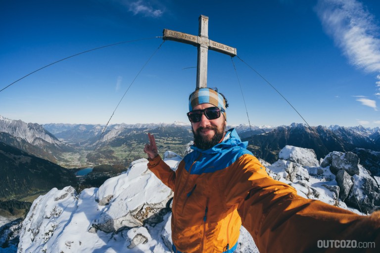 Tschaggunser Mittagspitze Gipfelkreuz Selfie